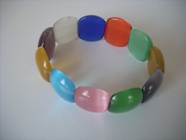 Bracelet en verre poli multicolore