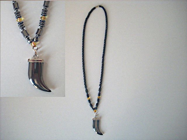 Collier hmatite forme dent