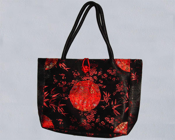 Sac asiatique en satin - dcor bambou